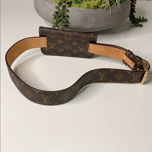 LOUIS VUITTON Ceinture Y2K Pochette Belt Bag Pouch brown monogram women EUC - Picture 2 of 8